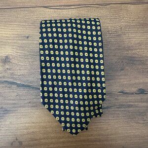 Christian Dior All Silk Men’s Tie Black Color Yellow Intricate Jacquard O/S